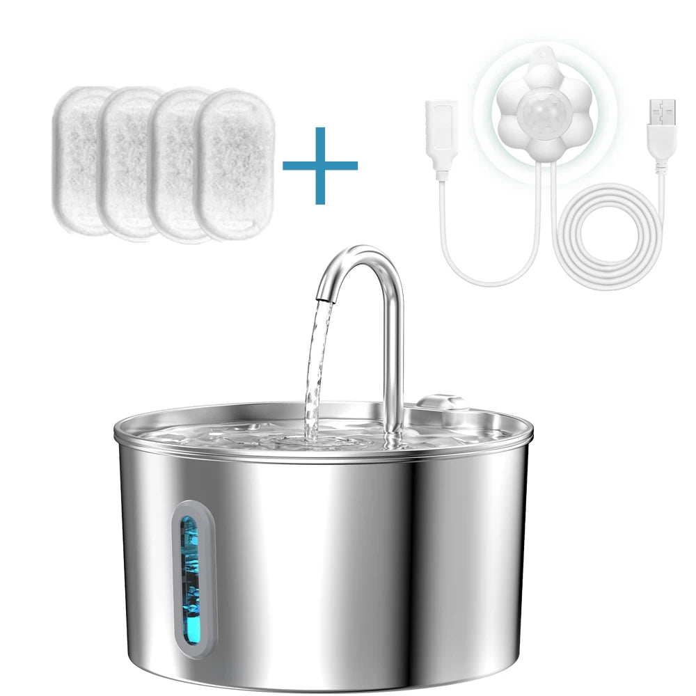 Cat Water Fountain – Automatic Stainless Steel Feeder with Visible Water Level