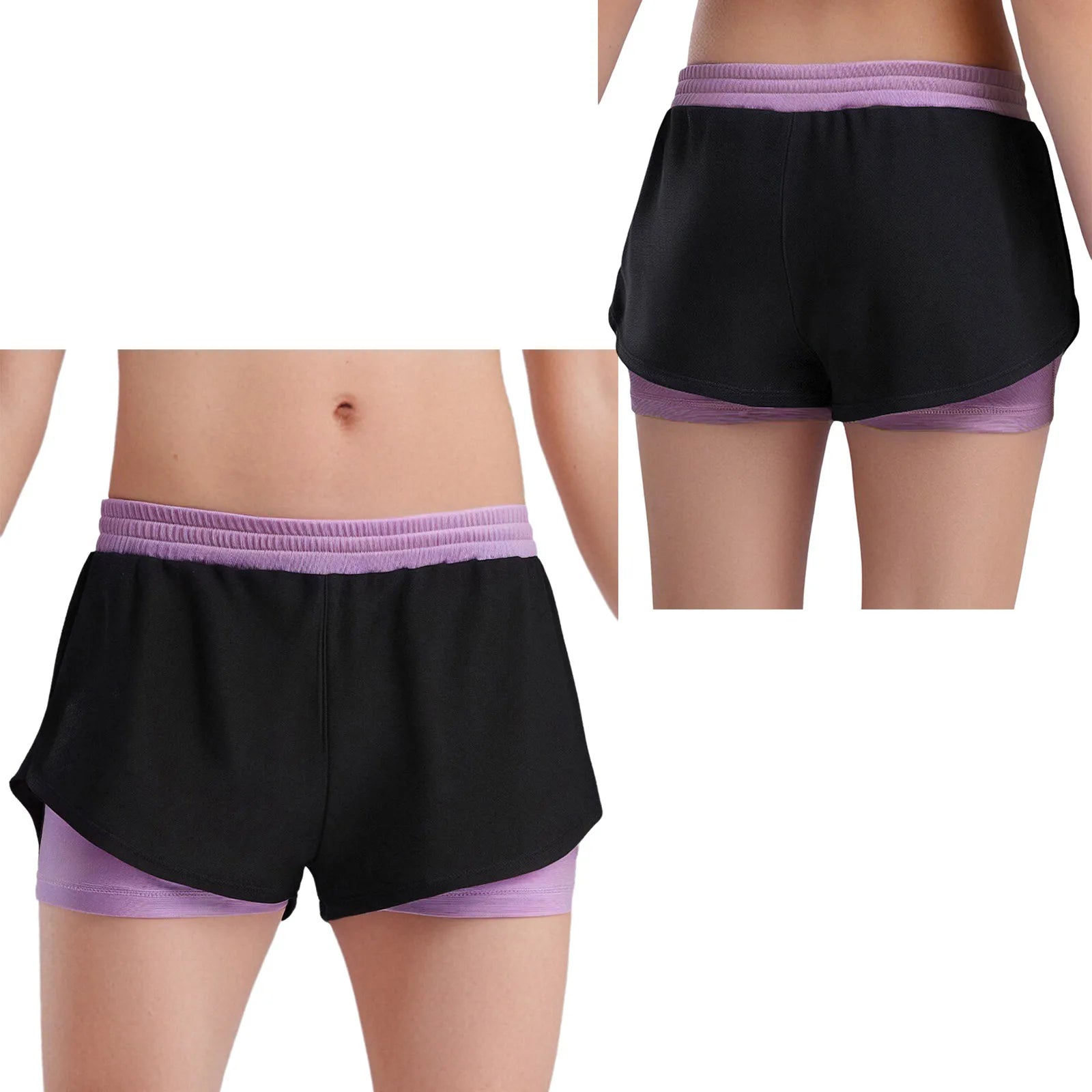 Girls Athletic Shorts - Double-Layer Sports Shorts for Yoga, Running & Workout (Ages 4-14)