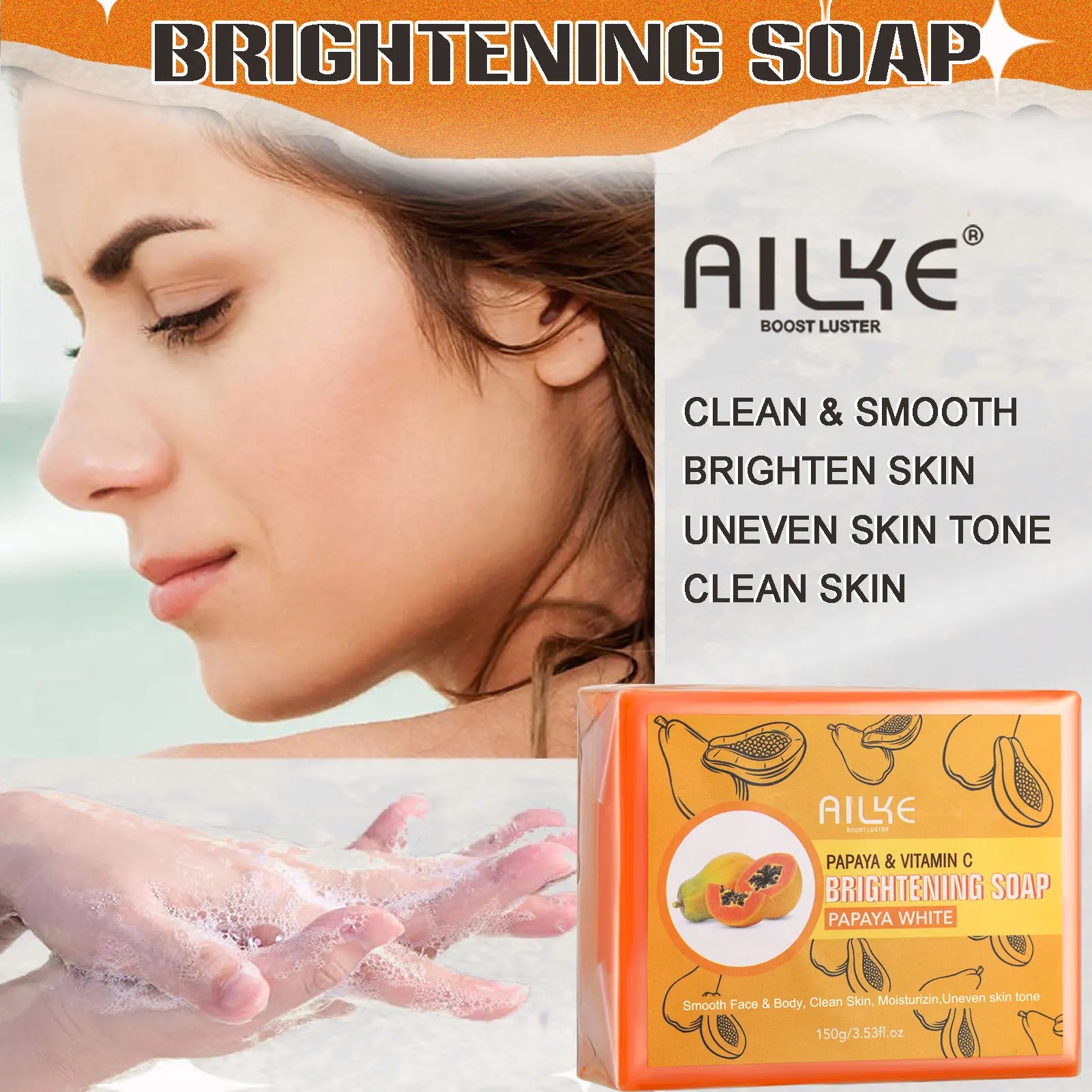 AILKE Papaya Cleansing Soap – Brightening-Look Face & Body Bar