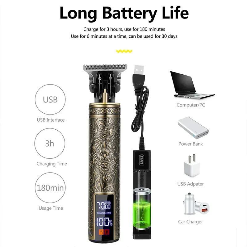⚡ 50% OFF Limited Time! T9 Electric Hair Trimmer - Professional USB Rechargeable Clipper for Men