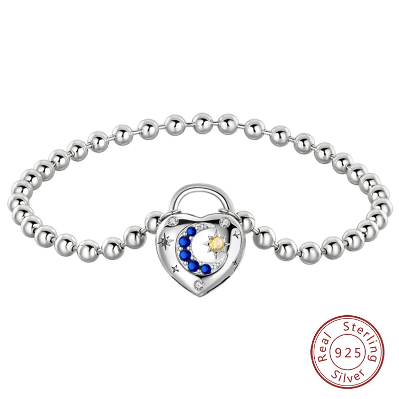 Silver Star Moon Clover Bracelet – DIY Charm Birthday Jewelry