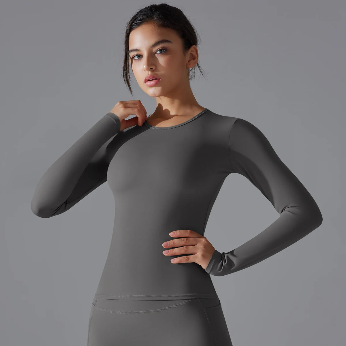 Women's Long Sleeve Yoga Shirt - Dry-Fit Workout Top for Gym, Running & Fitness