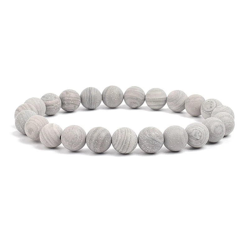 Natural Stone Beads Bracelet – Amethyst, Quartz, Jade & Agate Healing Bangle