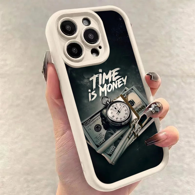 "Time is Money" iPhone Case – Soft TPU Cover for iPhone 17, 16, 15, 14, 13, 12, 11 & More