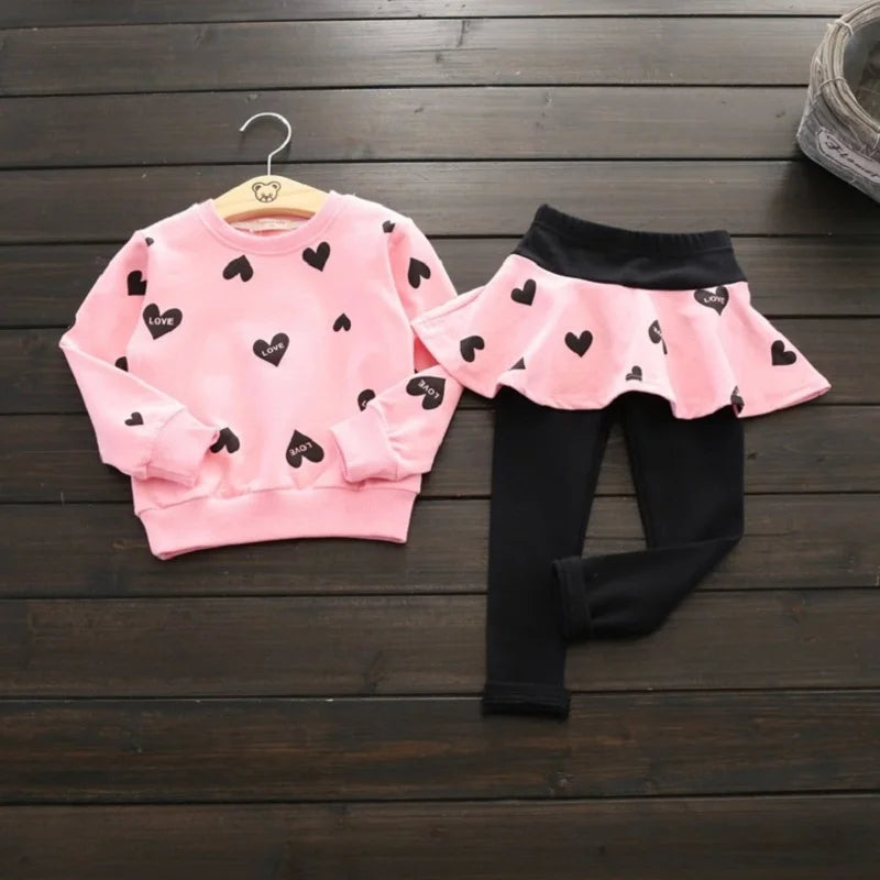 Toddler Girls 3-Piece Outfit Set - T-Shirt, Skirt & Leggings (Ages 1-3)