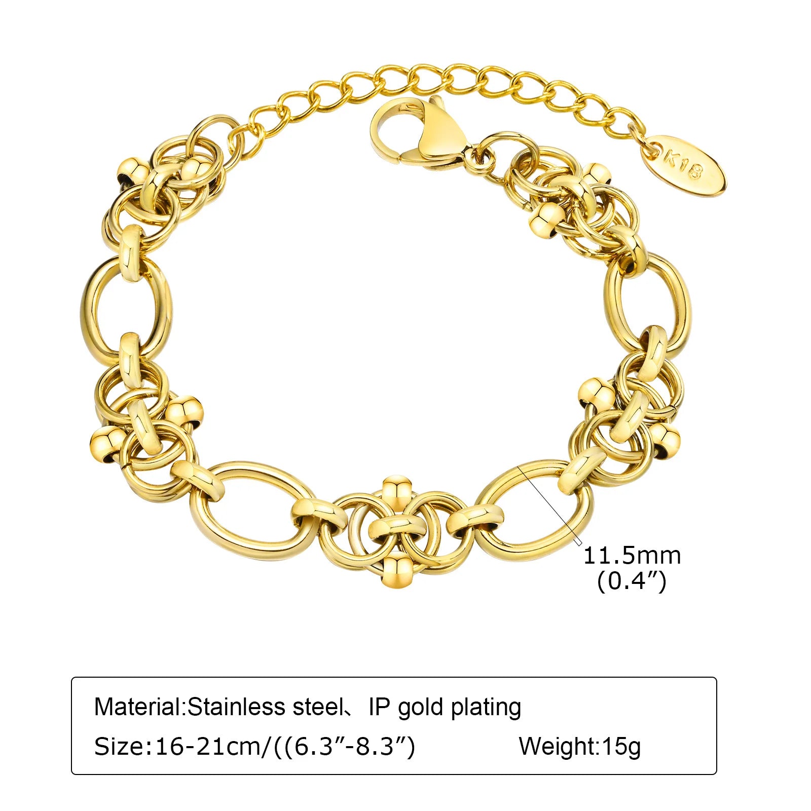 Chunky Stainless Steel Link Chain Bracelet – Gold Plated Layering Jewelry
