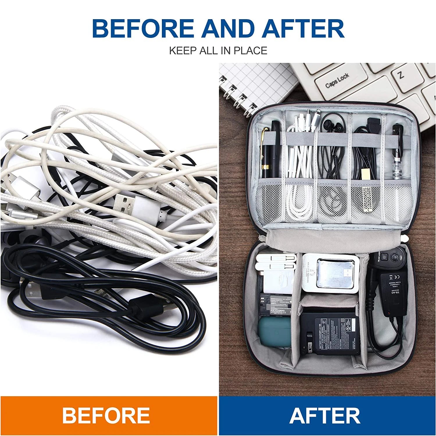 Waterproof Cable Storage Bag – Digital Electronics Organizer