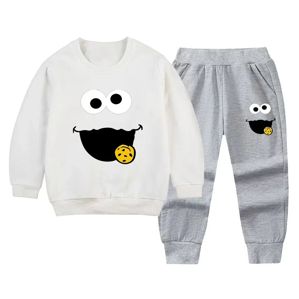 Kids Cartoon Tracksuit Set - 2-Piece Top & Pants for Boys & Girls (Ages 7-13)