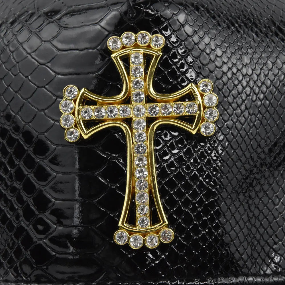 Cross Jesus Metal Label Hip-Hop Cap - Flat Brim Fitted Hat for Break Dance & Street Style