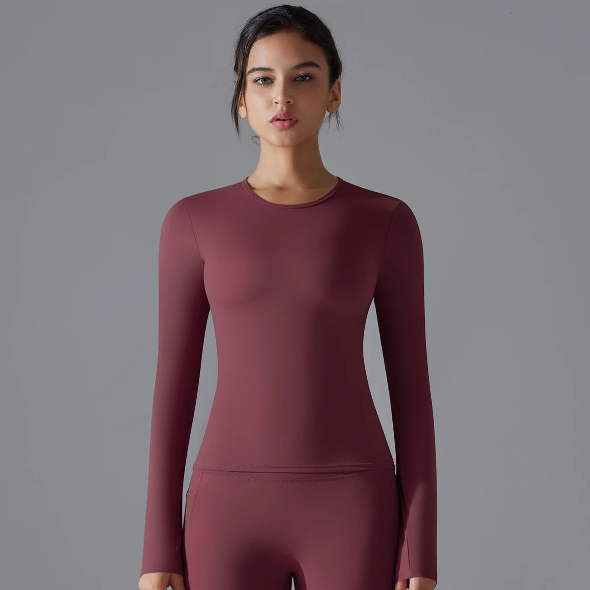 Women's Long Sleeve Yoga Shirt - Dry-Fit Workout Top for Gym, Running & Fitness