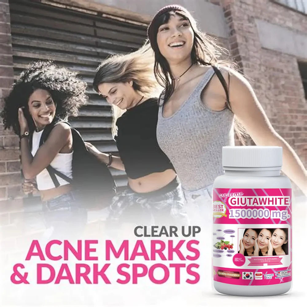 GLUTA WHITE 1,500,000mg Glutathione Skin Whitening Softgels (30 Caps)