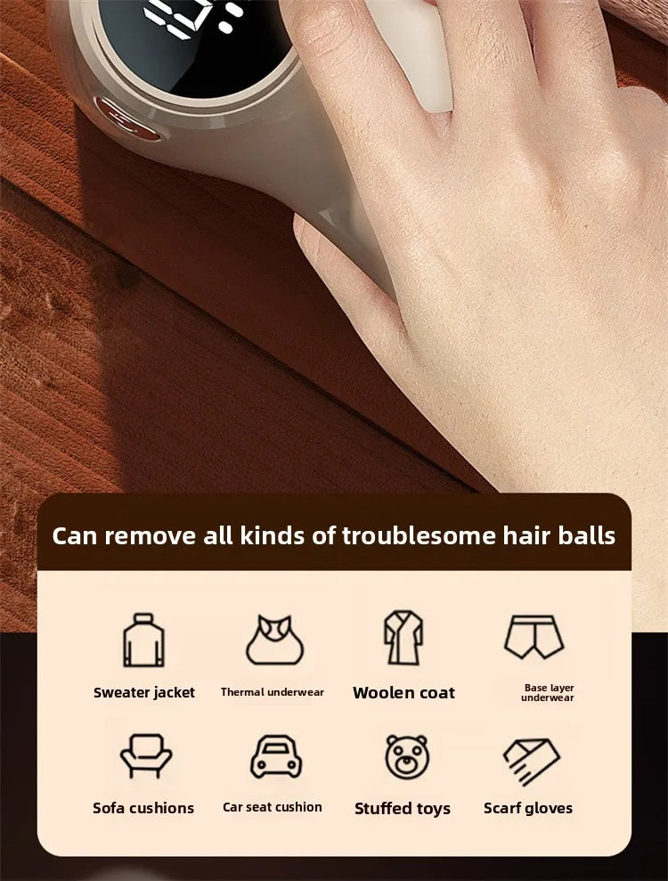 Electric Fabric Shaver - USB Rechargeable Lint Remover with LED Display for Clothes