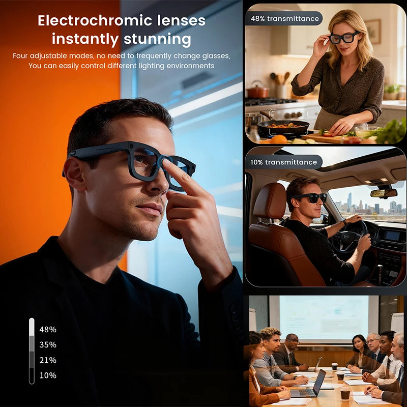 2026 Smart Glasses - AI Translation, HD Camera, Photochromic Lenses, Bluetooth Calls & Music