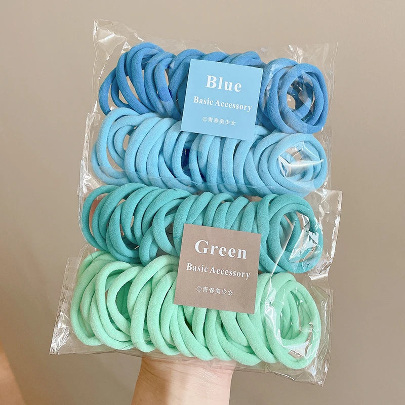 Colorful Elastic Hair Rope – Ponytail Scrunchie Set for Girls | Outdoor & Casual Wear