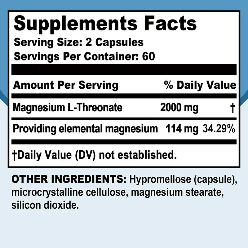 Magnesium L-Threonate - Brain Health, Memory & Focus Enhancement Supplement