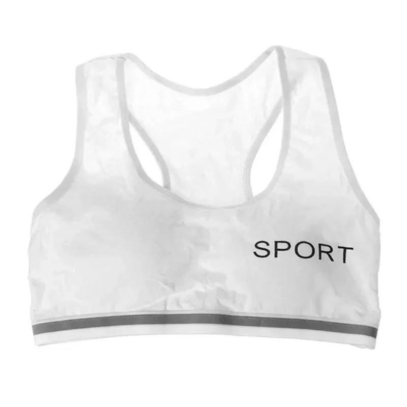 Girls Bra Cotton Children Girls Vest Students Comfortable Breathable Sports Bra No Steel Ring Underwear 7-16Y Kids Bra