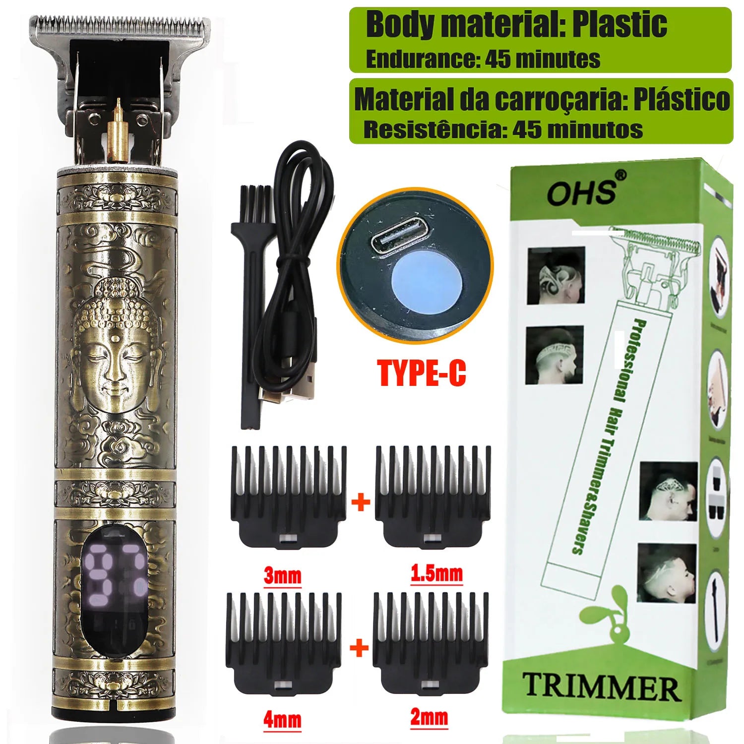 Rechargeable Waterproof Barber Trimmer for Men – Multi-Purpose Grooming Kit