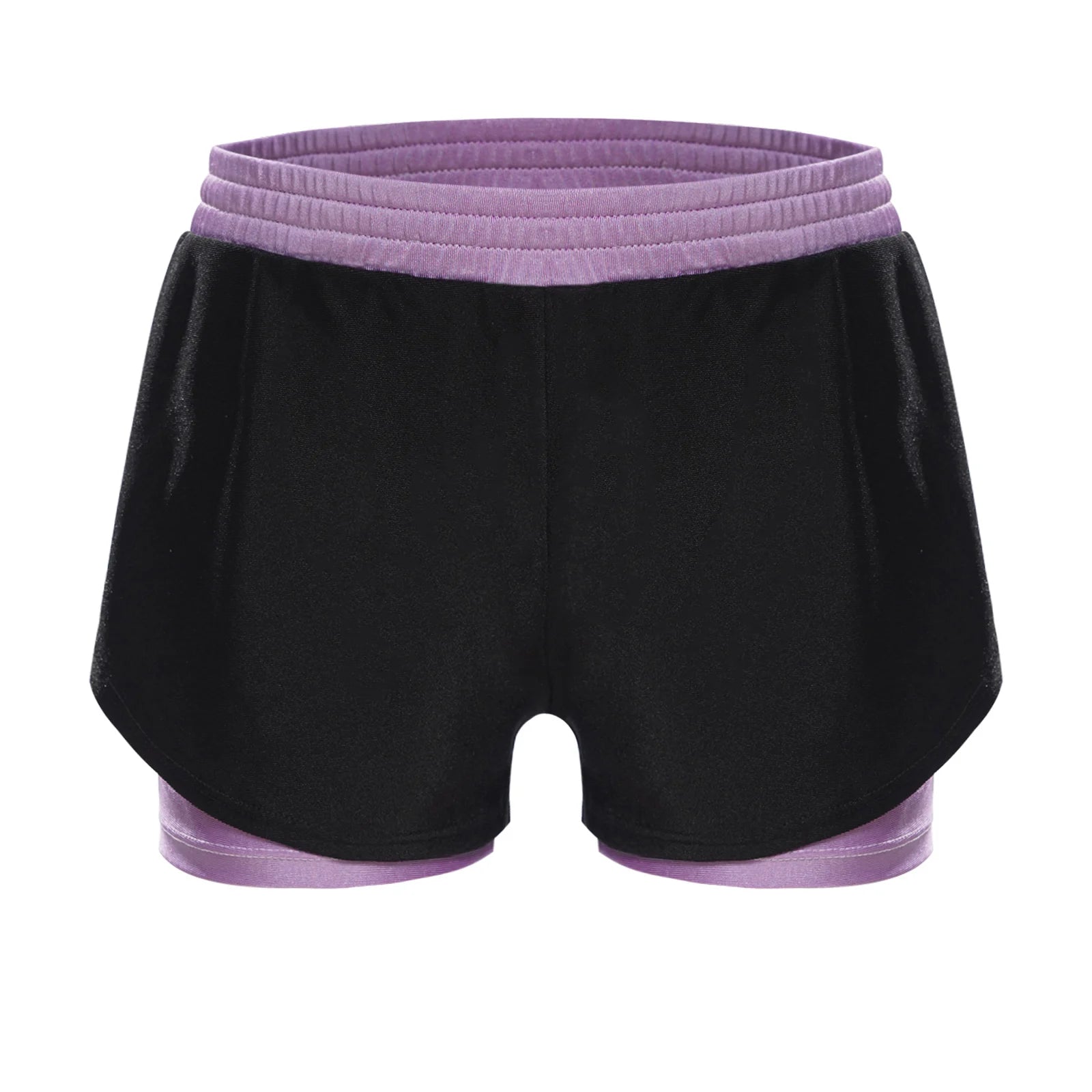 Girls Athletic Shorts - Double-Layer Sports Shorts for Yoga, Running & Workout (Ages 4-14)
