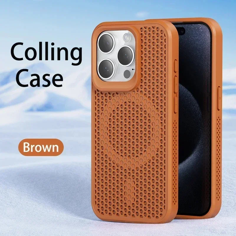 Cooling iPhone Case – Heat Dissipation Breathable Hard Cover with MagSafe for iPhone 17, 16, 15, 14, 13, 12, 11