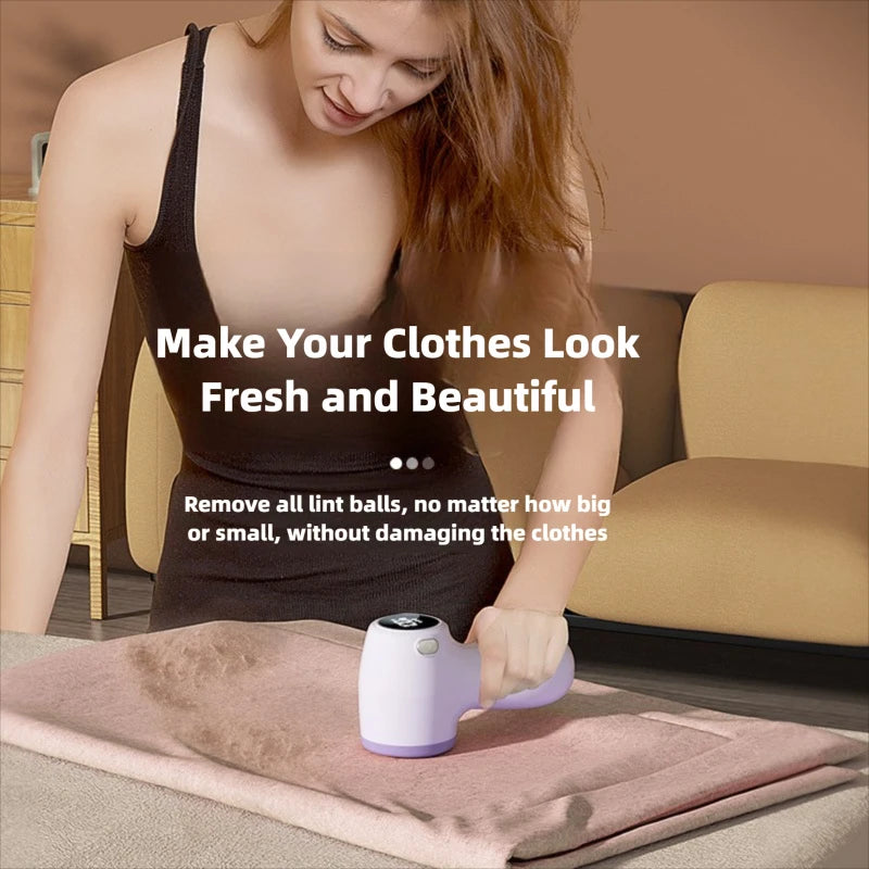 Electric Fabric Shaver - USB Rechargeable Lint Remover with LED Display for Clothes
