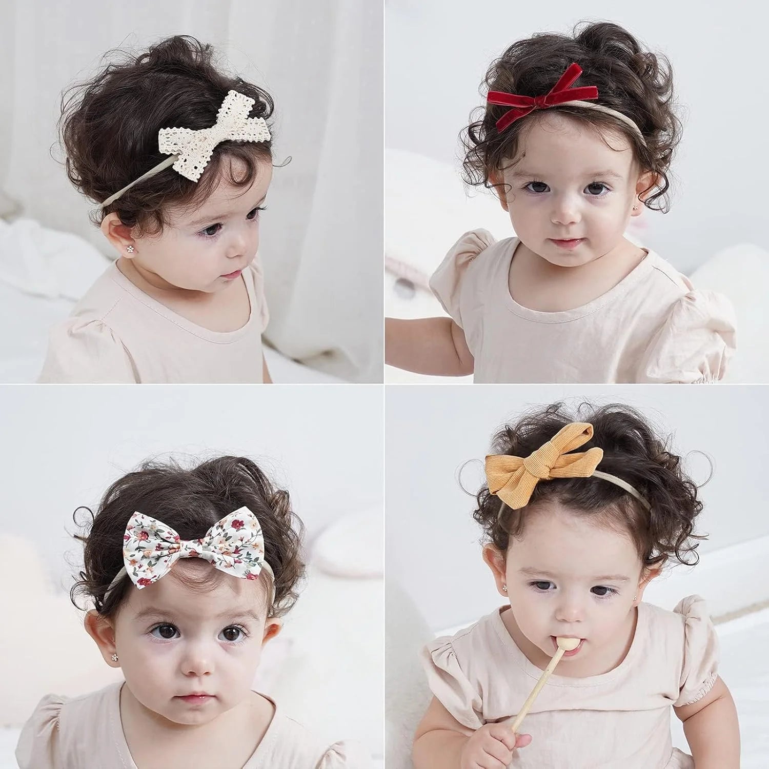 20PCS Baby Girl Soft Nylon Headbands Stretchy Traceless Hair Accessories