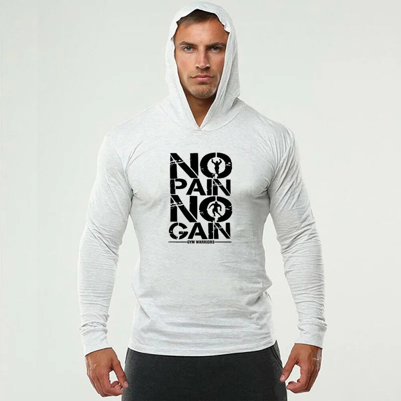 Men's Hooded Fitness Shirt - Long Sleeve Slim Fit Workout Top for Gym & Running