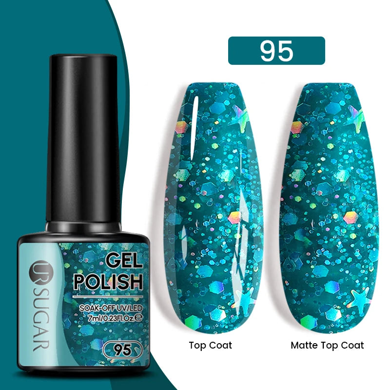 Glitter Gel Nail Polish – Semi-Permanent UV LED Gel with Sparkling Shimmer Finish