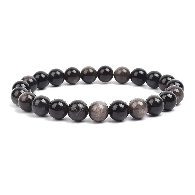 Natural Stone Beads Bracelet – Amethyst, Quartz, Jade & Agate Healing Bangle
