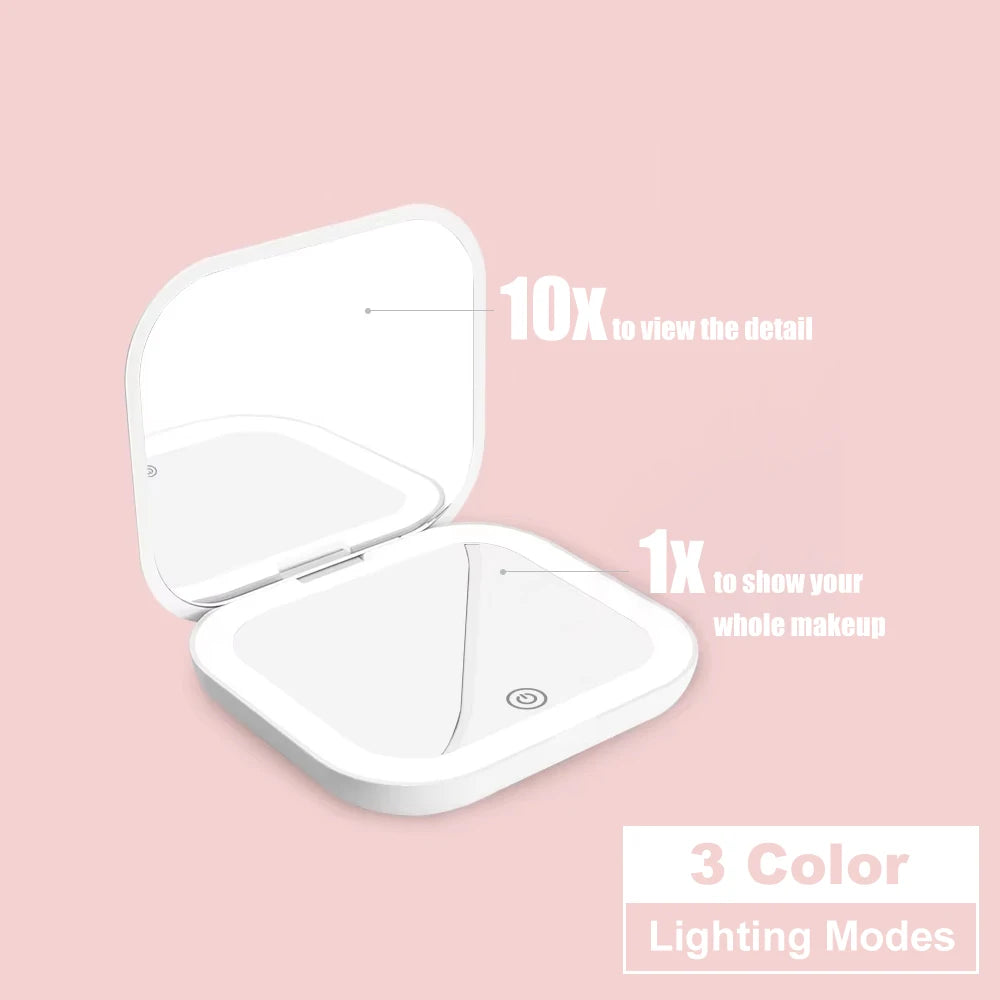 Portable LED Makeup Mirror – Foldable, Dual-Sided Travel Mirror