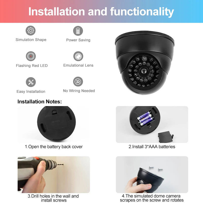 Fake Dome Security Camera – LED Dummy Surveillance Monitor
