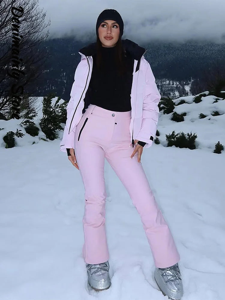 Pink Windproof Skiwear 2-Piece Set – Winter Tracksuit