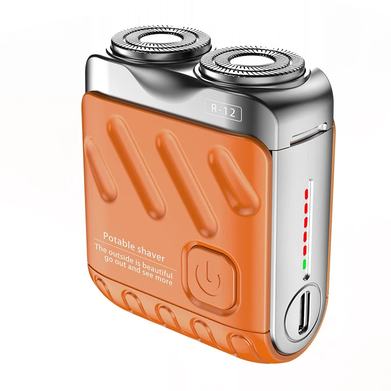 Portable Dual-Head Electric Shaver - Waterproof USB-C Rechargeable Rotary Razor for Men