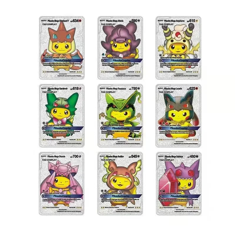 Spanish Pokemon Gold Metal Cards – Mewtwo, Pikachu GX & Charizard VMAX Set