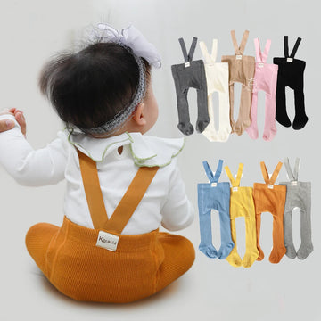 Christmas Baby Knit Suspender Tights 0-24M Infant Toddler High Waist Leggings