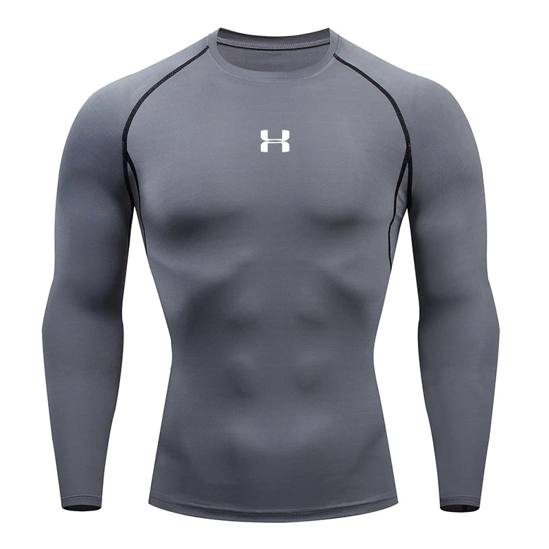 Men's Compression Long Sleeve Athletic Shirt - Running & Gym Performance Top