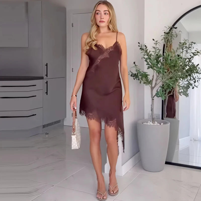 HXAO Lace Asymmetric Mini Dress – Summer 2025 Evening