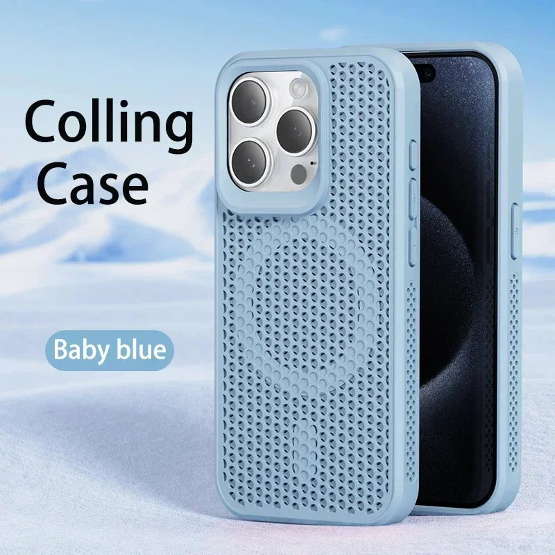 Cooling iPhone Case – Heat Dissipation Breathable Hard Cover with MagSafe for iPhone 17, 16, 15, 14, 13, 12, 11