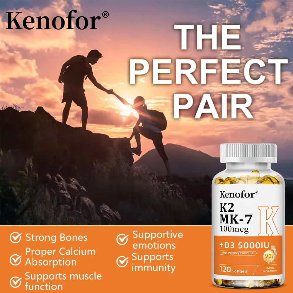 💪 THE BONE & HEART DUO! Vitamin D3 5000IU + K2 - Ultimate Wellness Capsules ❤️