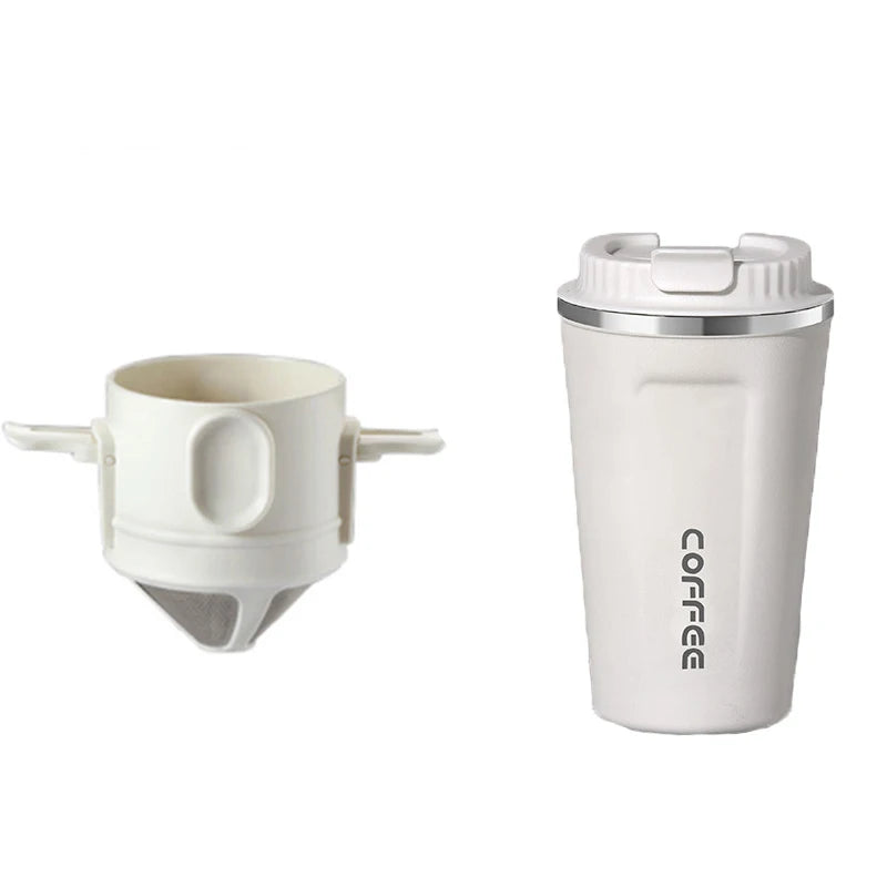 Portable Stainless Steel Coffee Dripper Set - Reusable Pour Over Filter with Mug for Travel & Camping