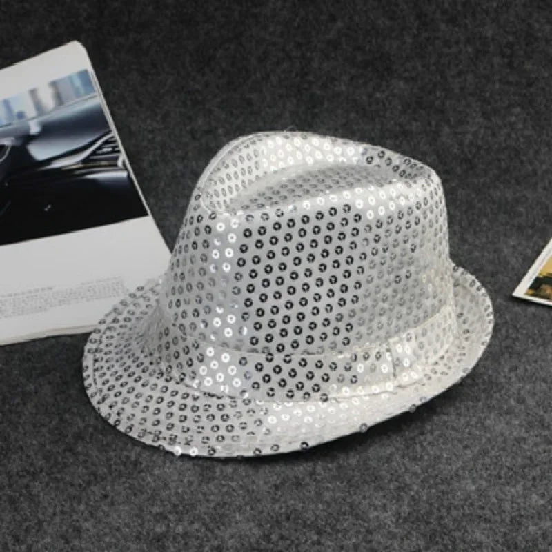 Kids Reflective Top Hat - Glitter Hip-Hop Jazz Dance Performance Hat for Stage & Parties