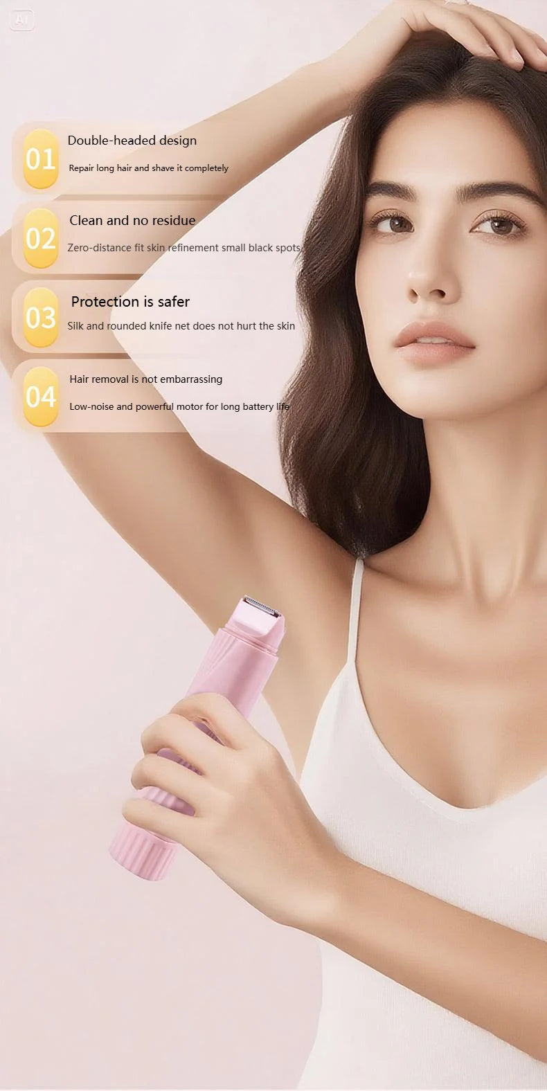 Electric Full Body Hair Remover for Women - Bikini, Legs, Underarms & Face