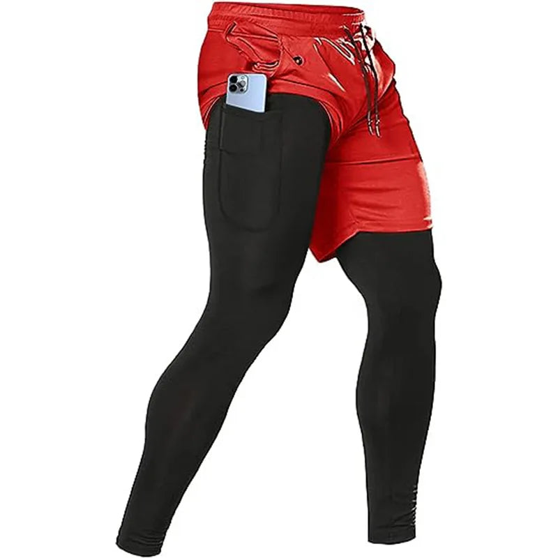 Men's 2-in-1 Athletic Pants - Training Running Pants for Gym, Fitness & Sports