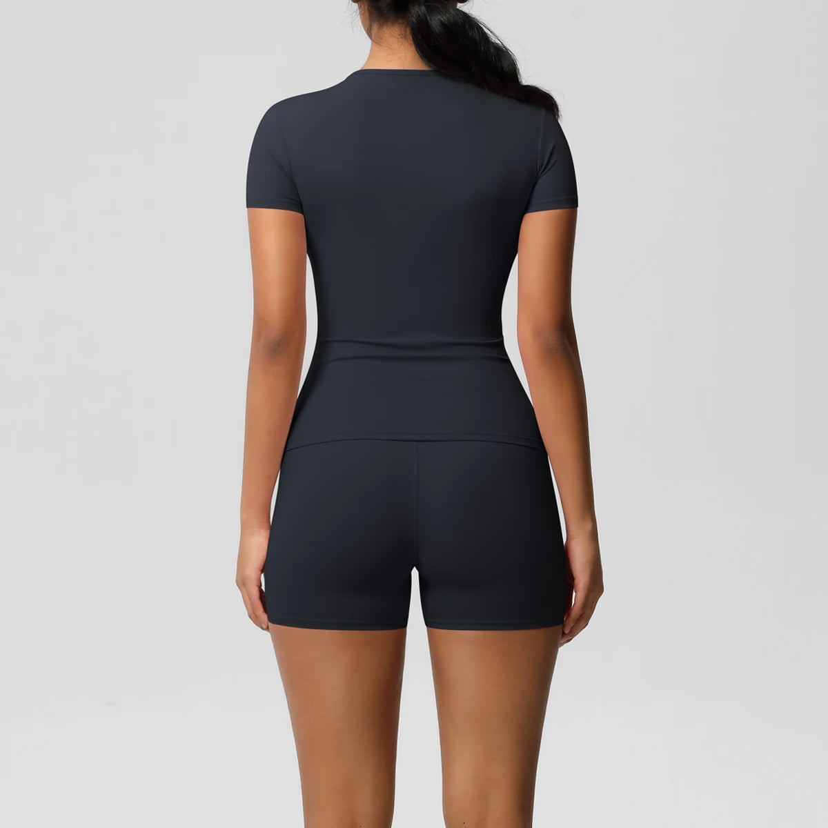 Women's 2-Piece Workout Set - Push-Up Shirt & High Waist Shorts for Yoga & Fitness