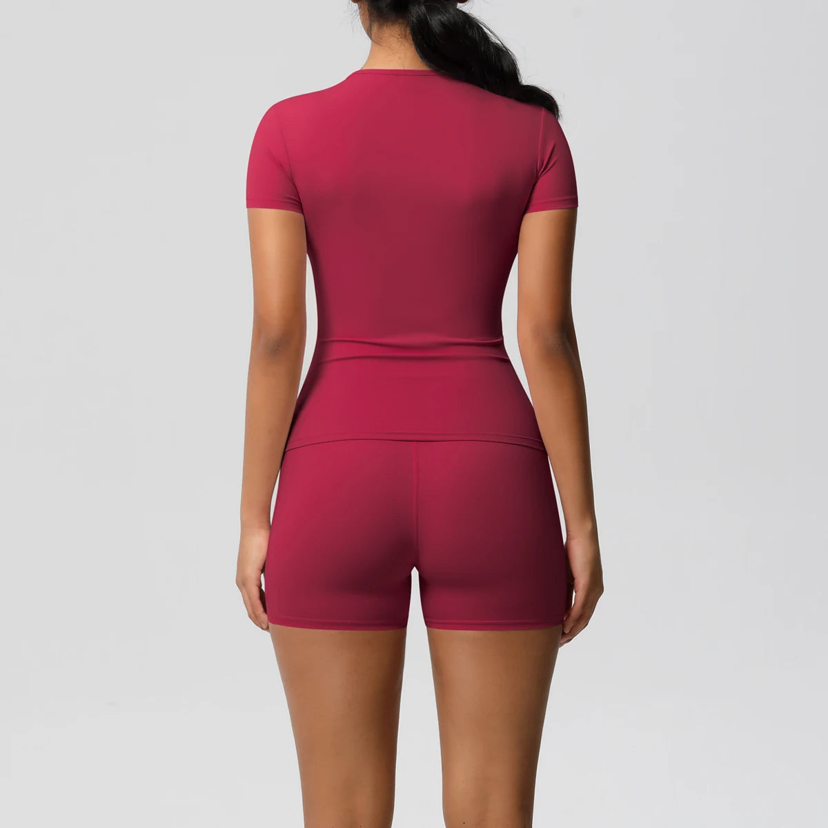 Women's 2-Piece Workout Set - Push-Up Shirt & High Waist Shorts for Yoga & Fitness