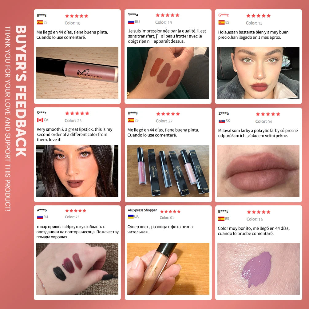 Waterproof Matte Liquid Lipstick - 25 Colors, Long-Lasting Lip Gloss