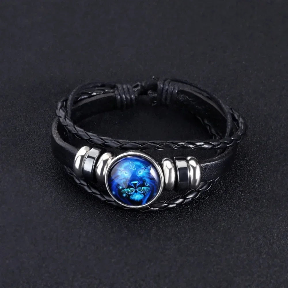 Adjustable Luminous Zodiac Bracelet - Glow-in-the-Dark PU Leather Spirit Bracelet