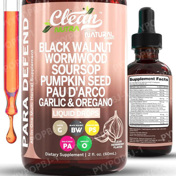 Para Defend Wormwood Black Walnut Cleanse for Humans Drops Liquid Soursop Garlic Pumpkin Seed PAU D'Arco Oil of Oregano Turmeric