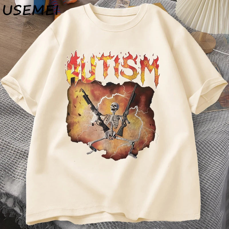Autistic Funny Skeleton T-Shirt – Unisex Graphic Harajuku Streetwear