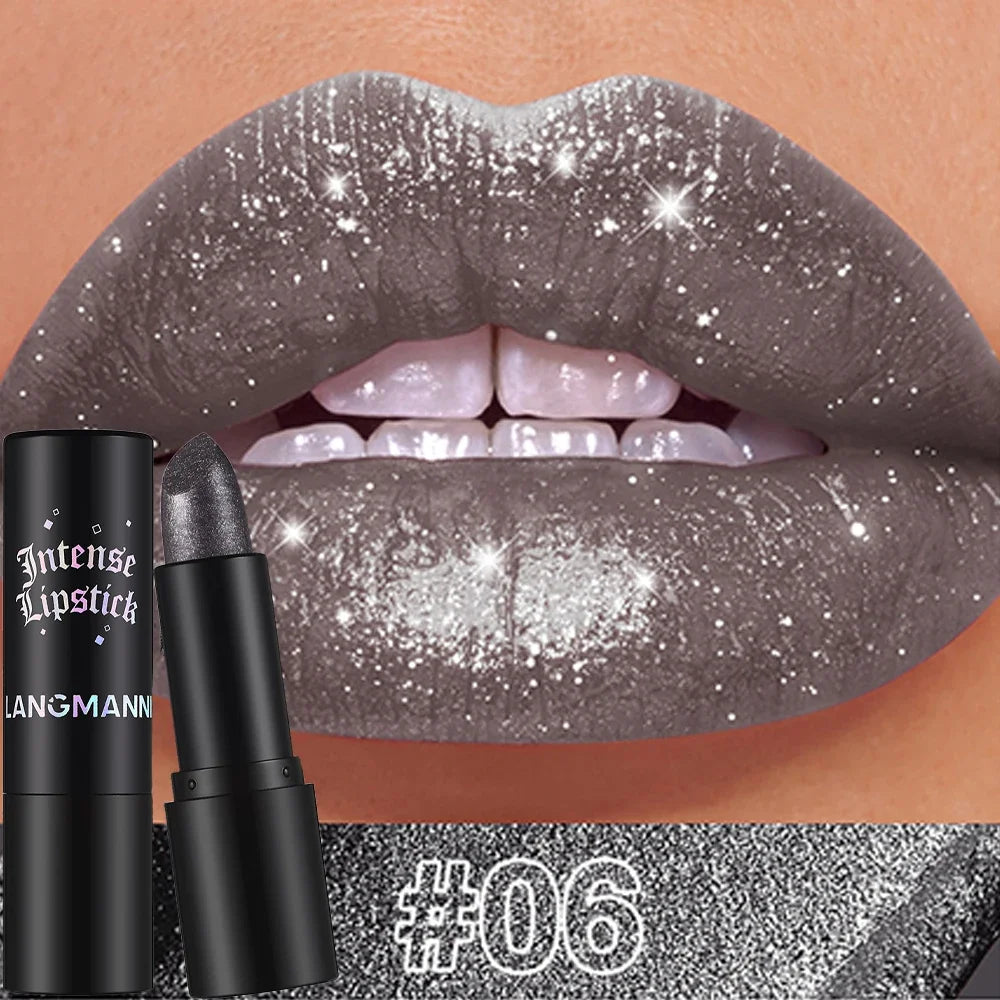 Shimmer Coral Metallic Lipstick - Glitter Diamond Waterproof Lip Gloss