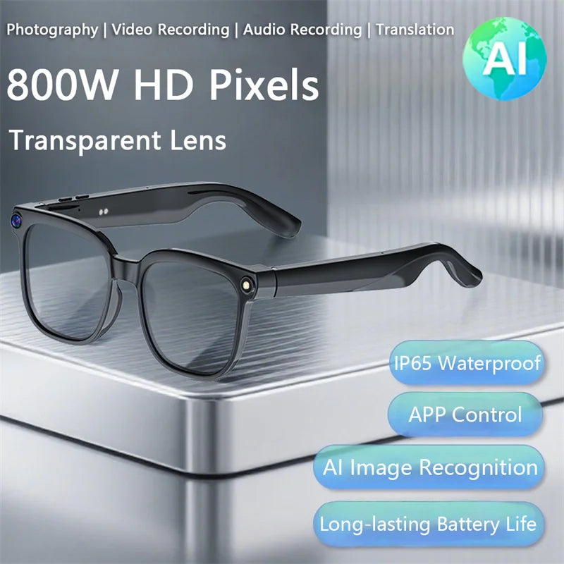 4K Smart Translation Glasses - ChatGPT AI, 800W Waterproof Camera, Bluetooth Calls & Music